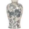 Clayre & Eef 6CE2072 Vase en céramique blanc-bleu style boho 19x32 cm