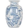 Clayre & Eef 6CE2100 Vase Blanc Bleu Ø 14x23 cm Céramique à motifs