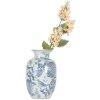 Clayre & Eef 6CE2100 Vase Blanc Bleu Ø 14x23 cm Céramique à motifs