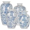 Clayre & Eef 6CE2100 Vase Blanc Bleu Ø 14x23 cm Céramique à motifs