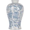 Clayre & Eef 6CE2101 Vase blanc-bleu Ø 17x32 cm Céramique Motif floral