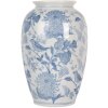 Clayre & Eef 6CE2102 Vase en céramique blanc-bleu Ø 17x27 cm Style botanique