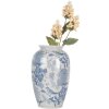 Clayre & Eef 6CE2102 Vase en céramique blanc-bleu Ø 17x27 cm Style botanique