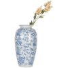 Clayre & Eef 6CE2103 Vase en céramique blanc-bleu Ø 19x37 cm