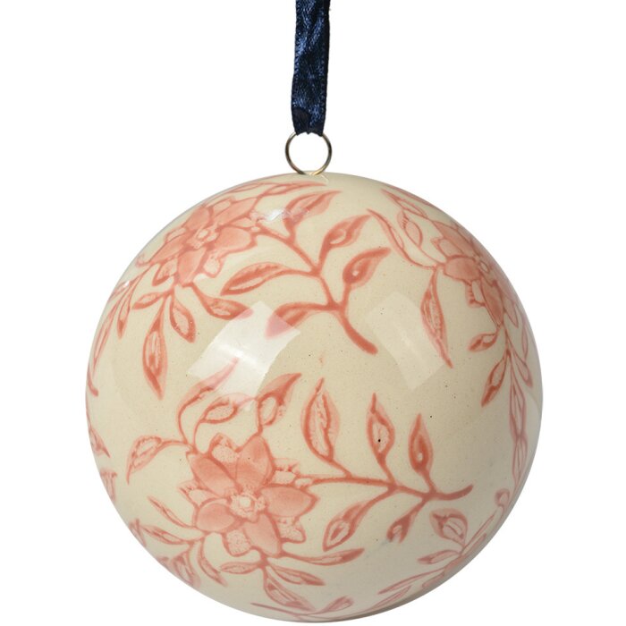 Clayre & Eef 6CE2105M Boule décorative en céramique Beige Rose Ø 8 cm Style vintage