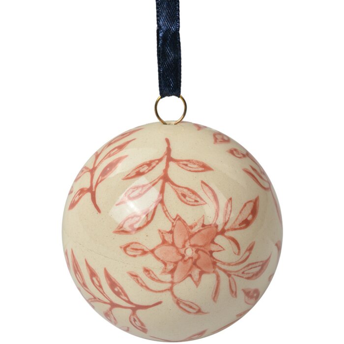 Clayre & Eef Boule de décoration Ø 6 cm Beige Rose Boule de céramique vintage