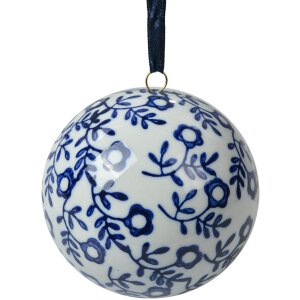 Clayre & Eef Boule de décoration Blanc Bleu...