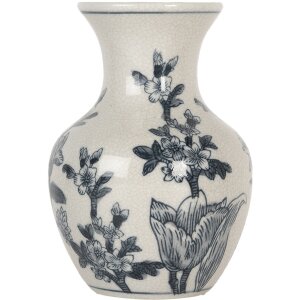 Clayre & Eef 6CE2077 Vase blanc-bleu Ø 10x16 cm Céramique Boho Design