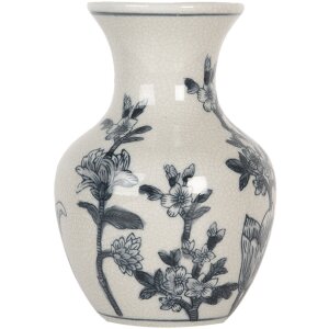 Clayre & Eef 6CE2077 Vase blanc-bleu Ø 10x16 cm Céramique Boho Design