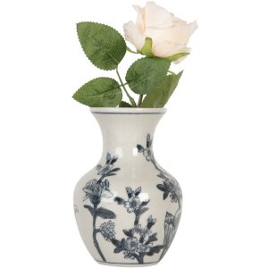 Clayre & Eef 6CE2077 Vase blanc-bleu Ø 10x16 cm Céramique Boho Design