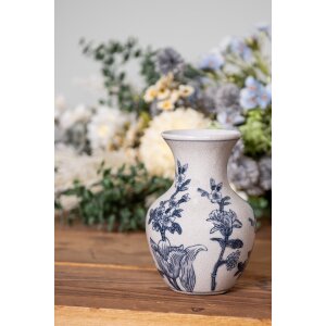 Clayre & Eef 6CE2077 Vase blanc-bleu Ø 10x16 cm Céramique Boho Design