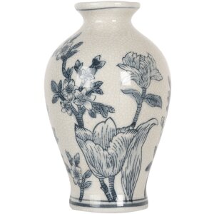 Clayre & Eef 6CE2078 Vase Blanc-Bleu Ø 9x15 cm...