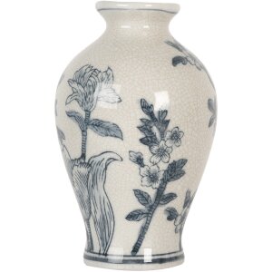 Clayre & Eef 6CE2078 Vase Blanc-Bleu Ø 9x15 cm...