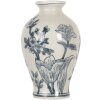 Clayre & Eef 6CE2078 Vase Blanc-Bleu Ø 9x15 cm Céramique Design Vintage