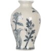 Clayre & Eef 6CE2078 Vase Blanc-Bleu Ø 9x15 cm Céramique Design Vintage