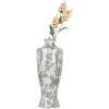 Clayre & Eef 6CE2080 Vase Céramique Blanc Bleu 42 cm Design Boho