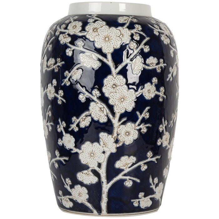 Clayre & Eef 6CE2082 Vase bleu-blanc Ø 20x31 cm Céramique style rétro vintage