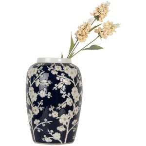 Clayre & Eef 6CE2082 Vase bleu-blanc Ø 20x31 cm Céramique style rétro vintage