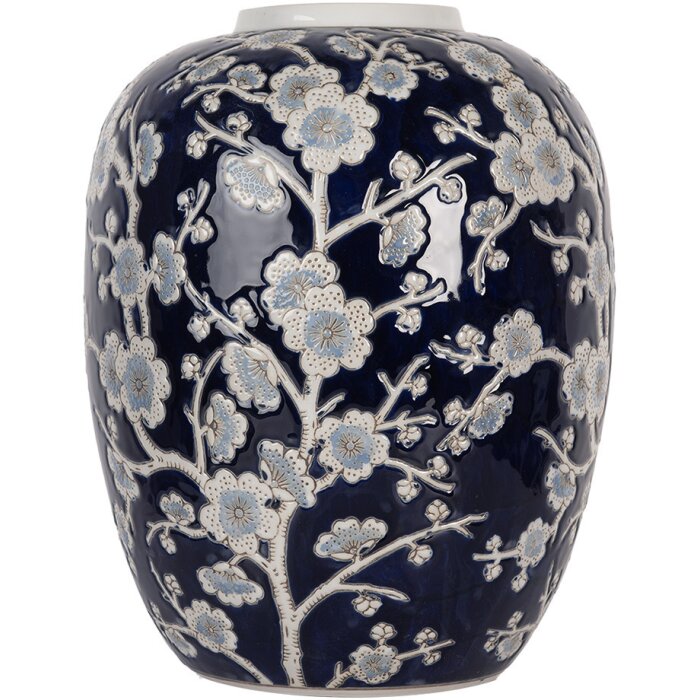 Clayre & Eef 6CE2083 Vase bleu et blanc Ø 24x30 cm Céramique style rétro vintage