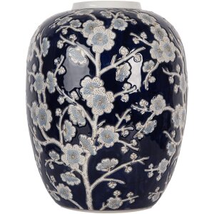 Clayre & Eef 6CE2083 Vase bleu et blanc Ø 24x30 cm Céramique style rétro vintage
