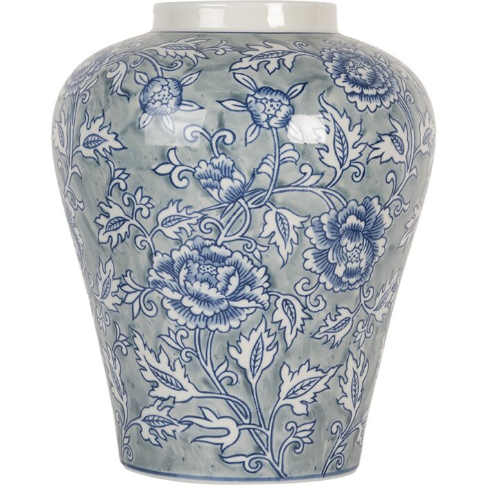 Clayre & Eef 6CE2084 Vase Céramique Bleu-Vert Ø 21 cm Hauteur 26 cm