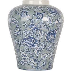 Clayre & Eef 6CE2084 Vase Céramique Bleu-Vert Ø 21 cm Hauteur 26 cm