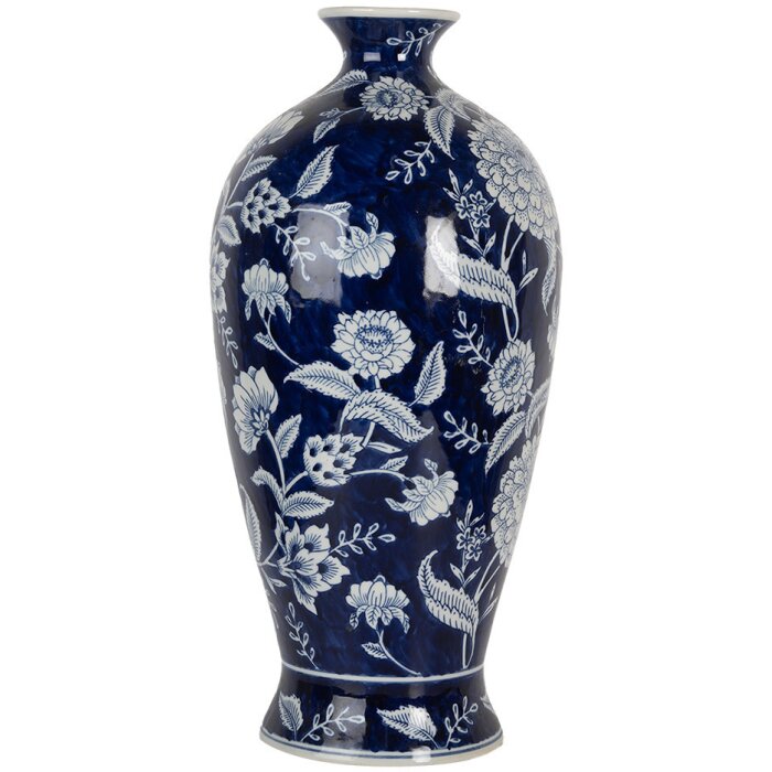 Clayre & Eef 6CE2087 Vase bleu-blanc Vase en céramique Ø 21x42 cm