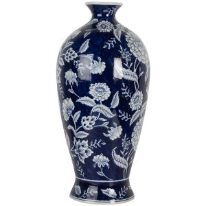 Clayre & Eef 6CE2087 Vase bleu-blanc Vase en...