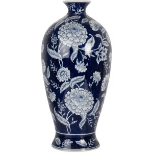 Clayre & Eef 6CE2087 Vase bleu-blanc Vase en...