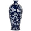 Clayre & Eef 6CE2087 Vase bleu-blanc Vase en céramique Ø 21x42 cm