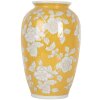 Clayre & Eef 6CE2088 Vase jaune-blanc Ø 17x27 cm Céramique style rétro vintage