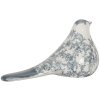 Clayre & Eef Décoration oiseau blanc-bleu 25x11x13 cm Céramique style vintage