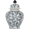 Clayre & Eef 6CE2099 Pot décoratif avec couvercle blanc bleu Ø 14x21 cm