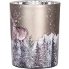 Clayre & Eef 6GL4984 Porte-bougies à chauffe-plat en verre Motif cerf Gris Marron Lot de 2