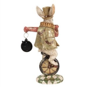 Clayre & Eef Figurine décorative Lapin Vintage Polyrésine Or Vert 18x10x33 cm