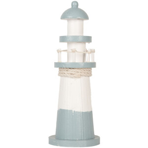 Clayre & Eef 6H2404 Phare décoratif blanc bleu Ø 8 x 22 cm Bois MDF