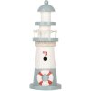 Clayre & Eef 6H2404 Phare décoratif blanc bleu Ø 8 x 22 cm Bois MDF