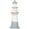 Clayre & Eef 6H2404 Phare décoratif blanc bleu Ø 8 x 22 cm Bois MDF