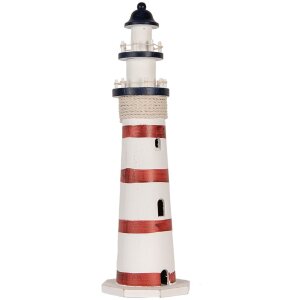 Clayre & Eef Phare décoratif blanc-rouge Ø 15x48 cm MDF bois