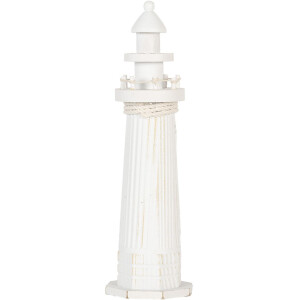 Clayre & Eef Phare décoratif blanc Ø 10x32 cm Décoration maritime style maison de campagne