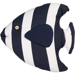 Clayre & Eef Coussin décoratif Poisson Design Maritime Blanc Bleu 40x45 cm