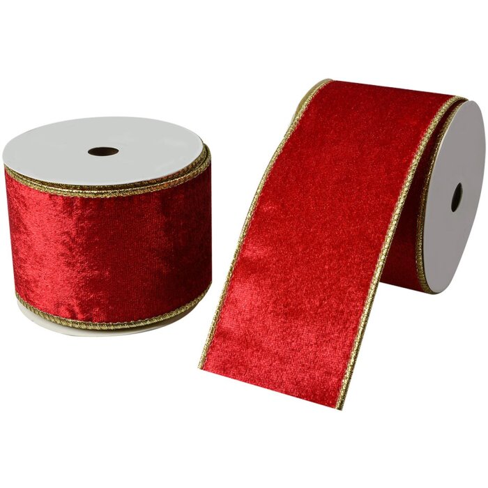 Clayre & Eef LI0128R Ruban décoratif rouge bord doré 6 3 cm x 5 m