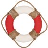 Clayre & Eef Décoration Bouée de sauvetage Ø 37x7 cm Blanc Rouge Maritim