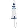 Clayre & Eef 66070BL Crochet mural phare métal bois blanc bleu 4x4x18 cm
