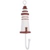 Clayre & Eef 66070R Crochet mural phare bois métal blanc rouge 4x4x18 cm