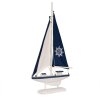 Clayre & Eef Décoration Voilier 20x4x37 cm Décoration maritime en bois blanc bleu