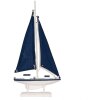 Clayre & Eef Décoration Voilier 20x4x37 cm Décoration maritime en bois blanc bleu