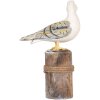 Clayre & Eef Oiseaux déco sur piquets en bois maritime Lot de 2 marron blanc