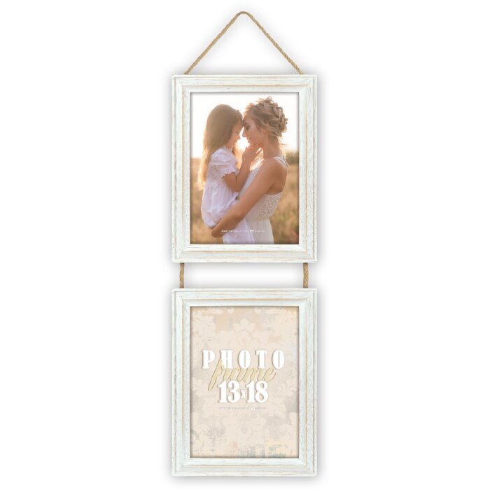 ZEP Galerie de photos Rosel Cadre en bois blanc pour 2 photos 13x18 cm Design vintage