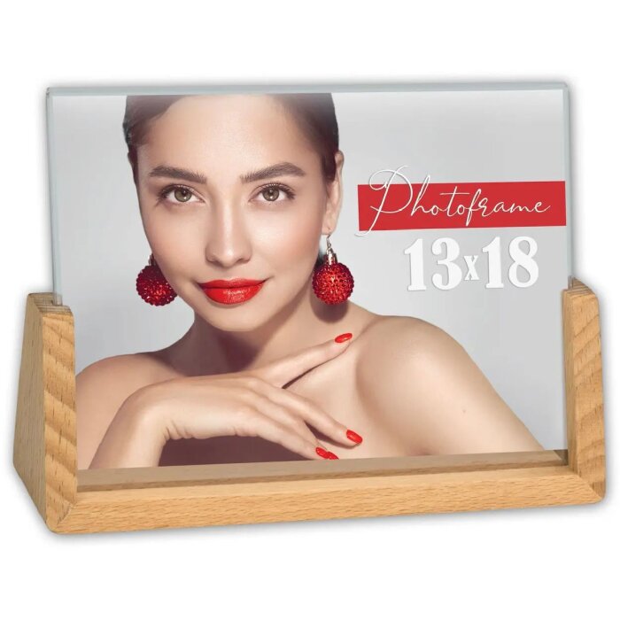 Cadre photo ZEP acrylique Virginia Natural 13x18 cm avec base en bois Double Face